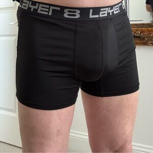 Layer 8 Men's Black Boxer Briefs with Gray Waistband
